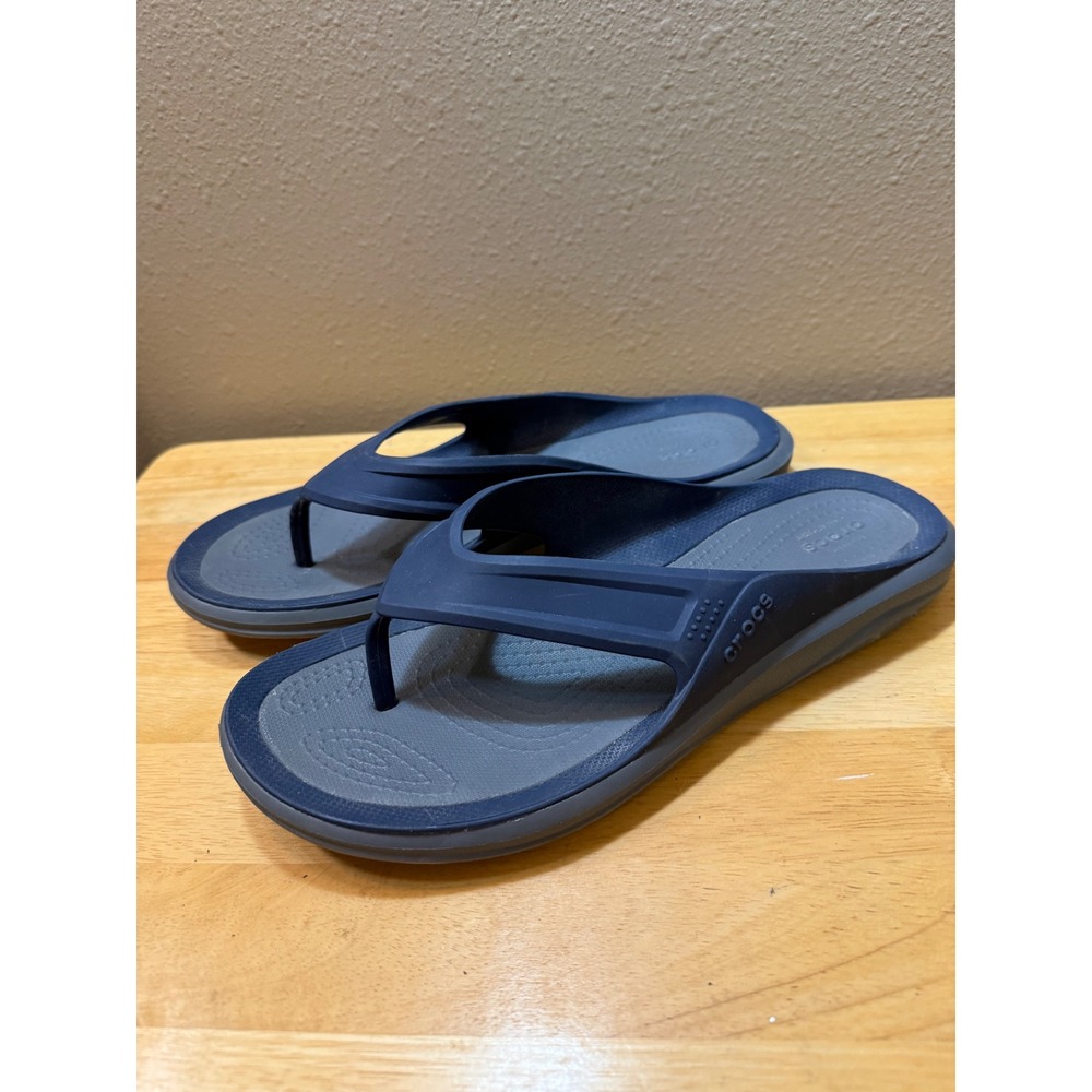Crocs LiteRide Flip Flop Mens 7 Navy Blue Gray Sandals 206242